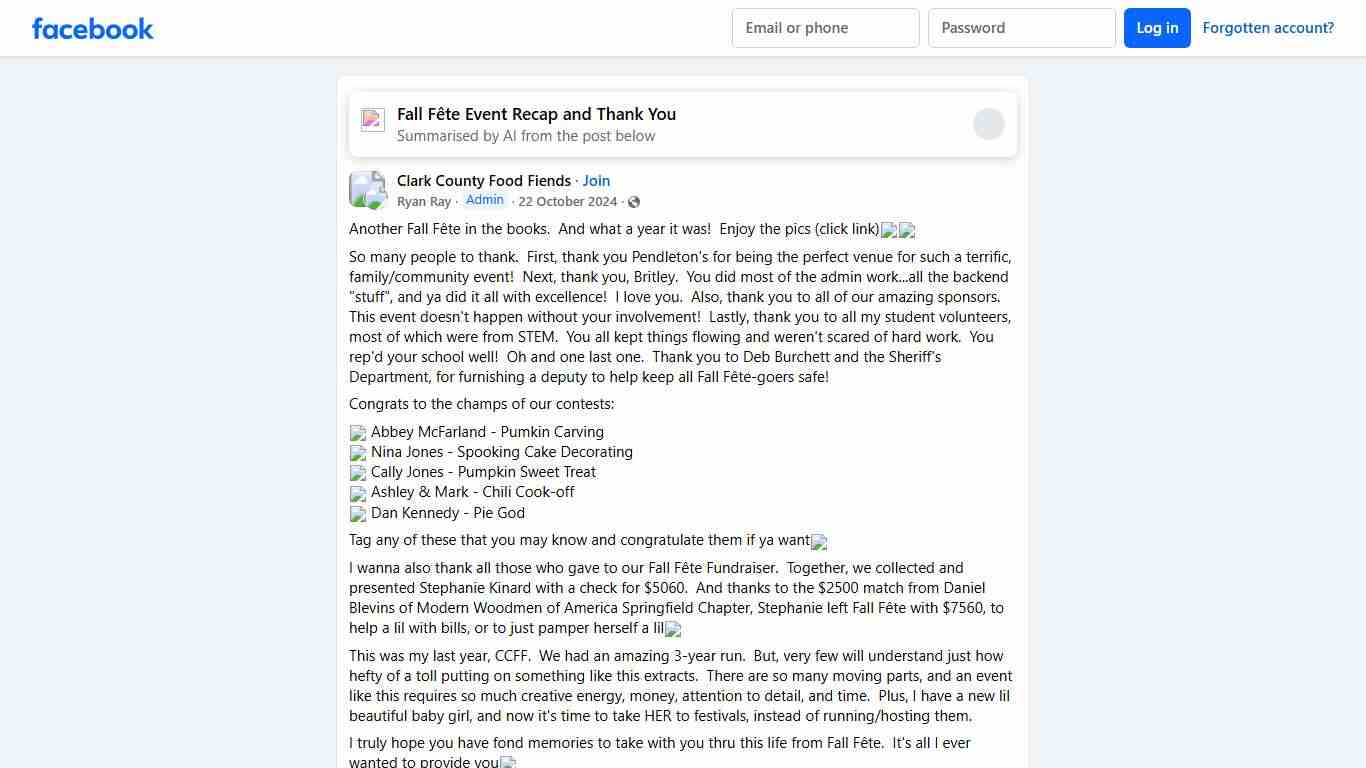 Clark County Food Fiends Another Fall Fête in the books Facebook